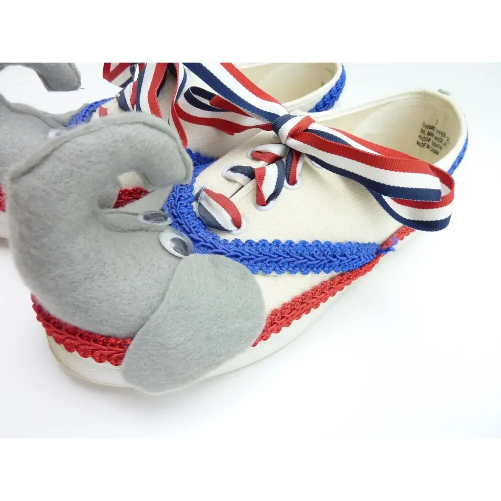 Laguna Hand Embellished Elephant Sneakers Women Size 7 Gray Canvas Novelty Shoes